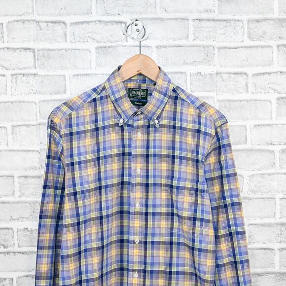 GITMAN BROS Vintage Men's Button Down Shirt Multi Plaid cotton size M Made in US - Picture 5 of 6